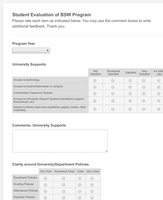 Bachelor Program Evaluation Form