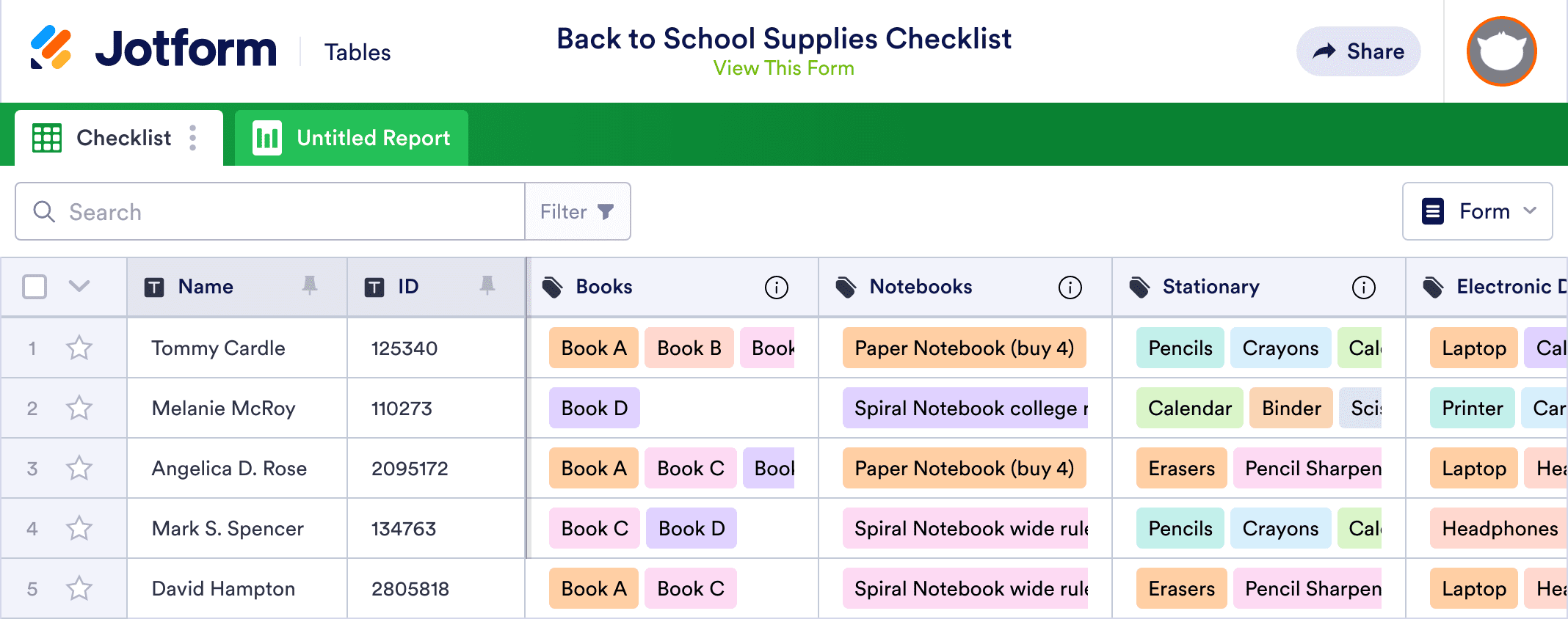 Back to School Supplies Checklist