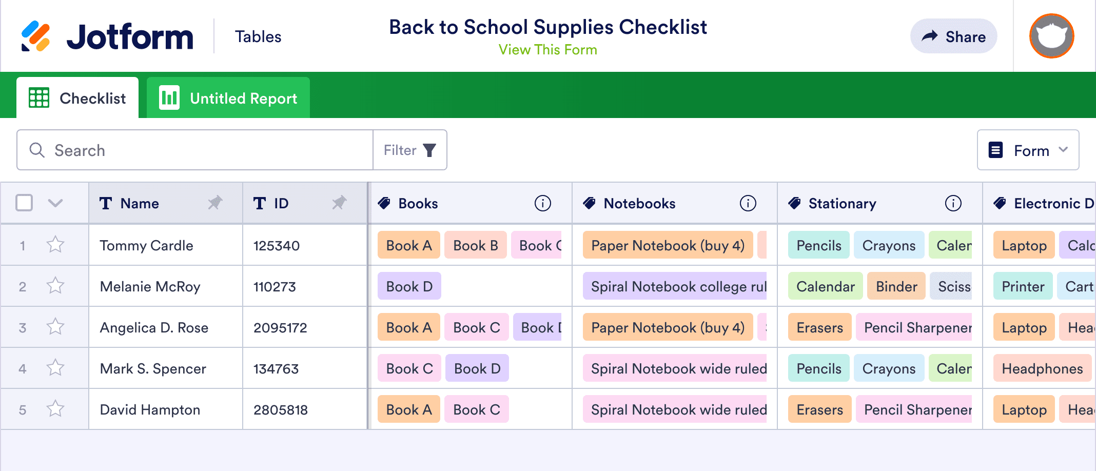 Back to School Supplies Checklist