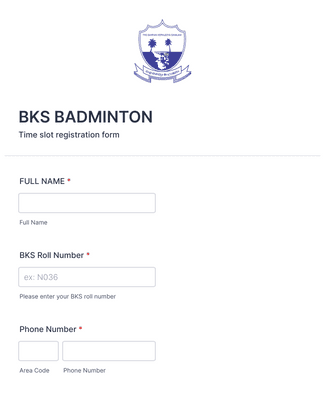 BADMINTON REGISTRATION Form Template | Jotform