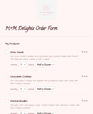 Form Templates: Bakery Order Form