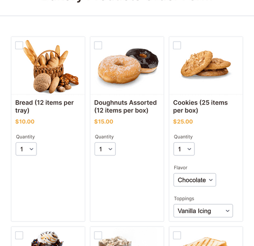Form Templates: Bakery Products Order Form
