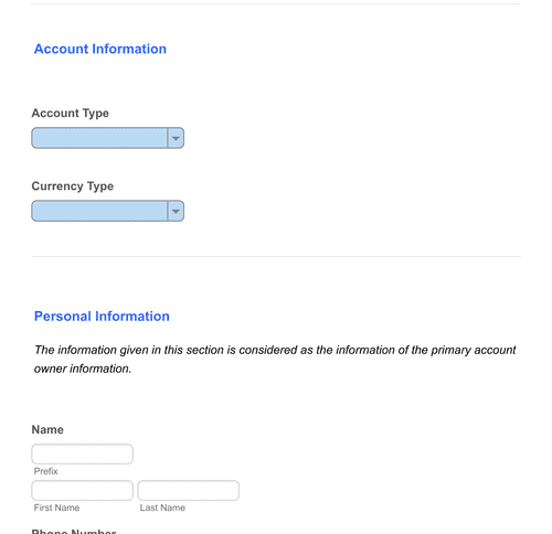 Form Templates: Bank Account Registration Form
