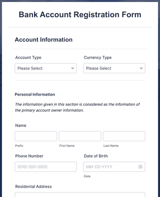 Bank Account Registration Form Template | Jotform