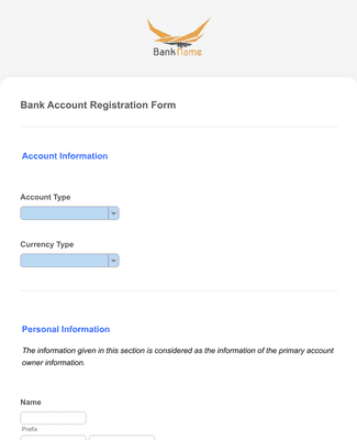 Bank Account Registration Form