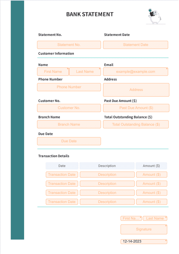 Bank Statement Template - Sign Templates | Jotform