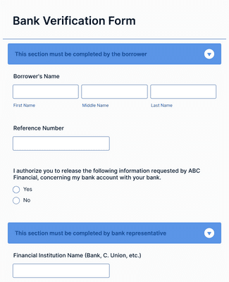 Bank Verification Form Template | JotForm