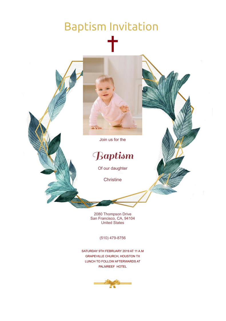 girl baptism invitation template