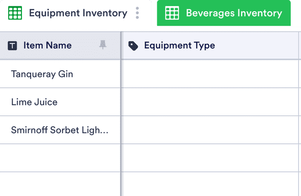 Bar Inventory Template | Jotform Tables