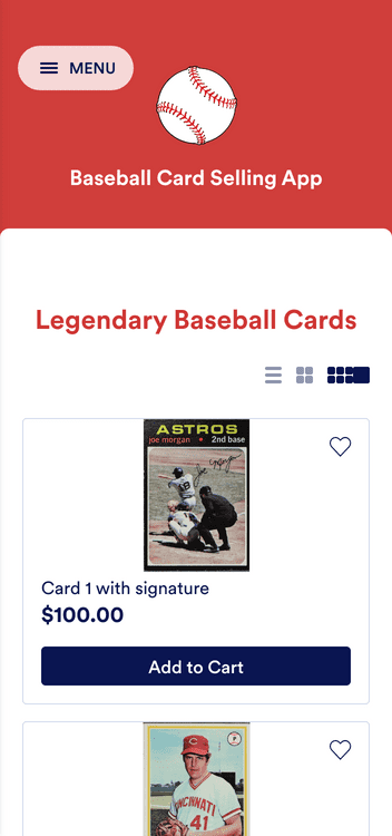 Baseball Card Selling App