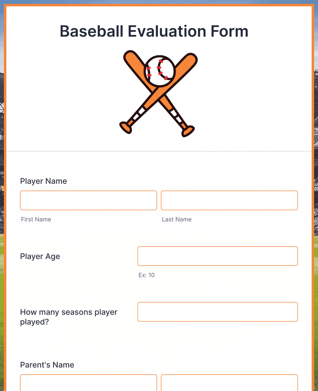 Baseball Evaluation Form Template | Jotform