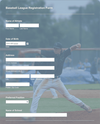 Form Templates: Baseball League Registration Form