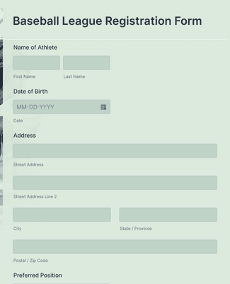Baseball League Registration Form Template | Jotform