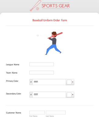 Form Templates: Baseball Uniform Order Form Template