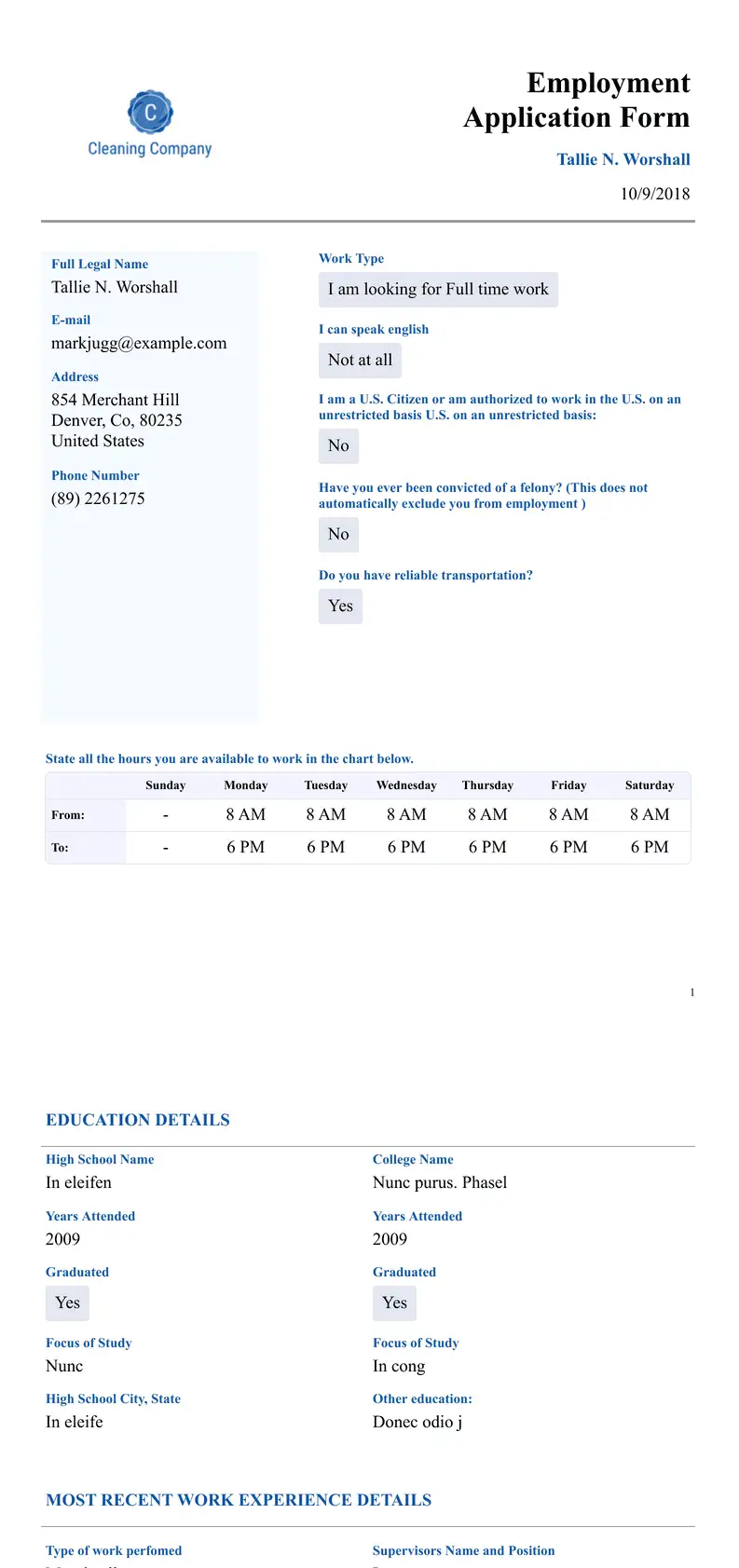 Employment Application Templates - PDF Templates | Jotform