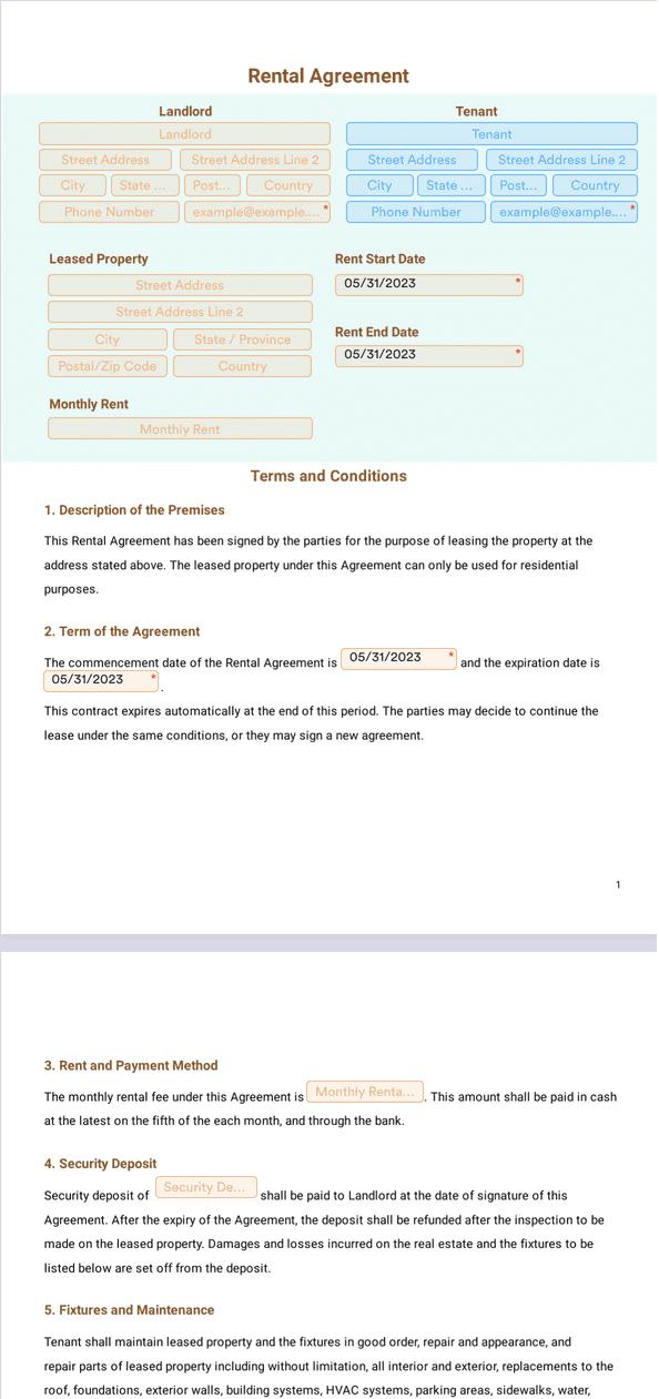 Simple Rental Agreement Template