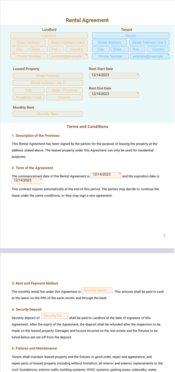 Basic Rental Agreement Template - Sign Templates | Jotform
