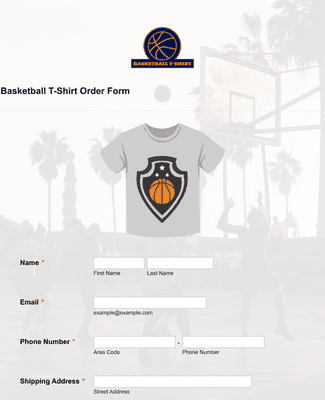 Form Templates: Basketball T Shirt Order Form