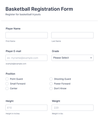 Basketball Tryout Registration Form Template | Jotform