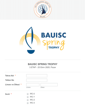 BAUISC Spring Trophy BAU BOSPHORUS SAILING CUP Yarış Kayıt Formu