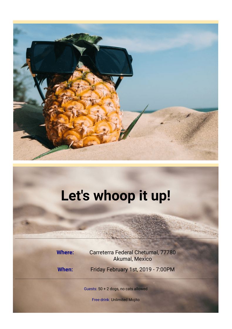 Beach Party Invitation Template PDF Templates Jotform