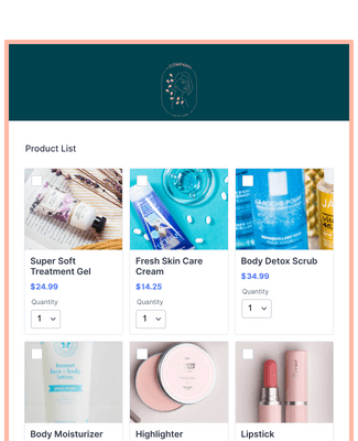 Form Templates: Beauty Products Order Form