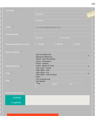Form Templates: Beauty Saloon Online Booking Form