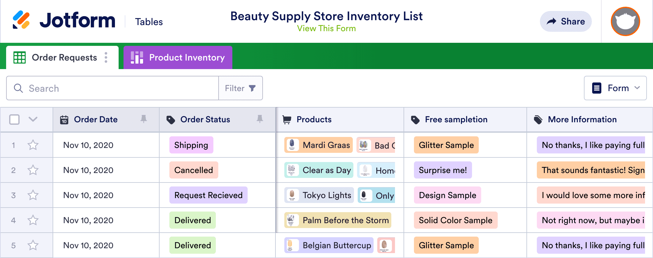 Beauty Supply Store Inventory List