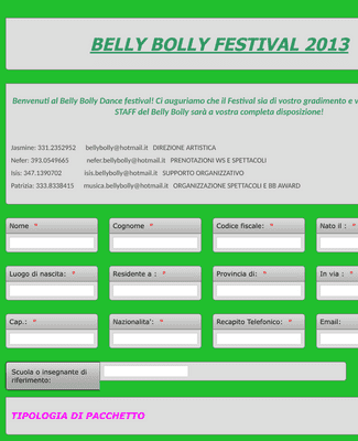 Form Templates: Belly Bolly Festival