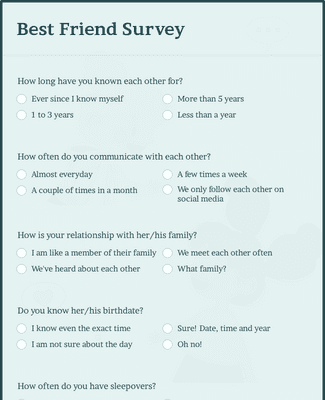 fun online dating questionnaire for friends
