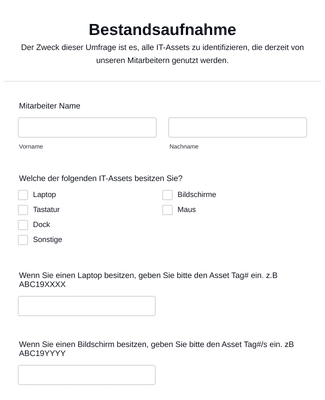 Bestandsaufnahme Formularvorlage Jotform