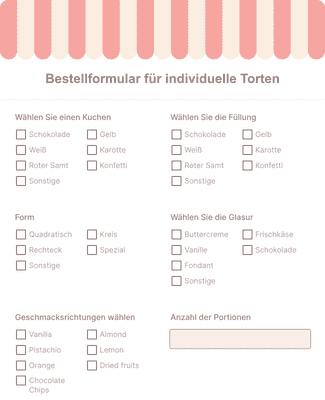 Form Templates: Bestellformular Für Individuelle Torten