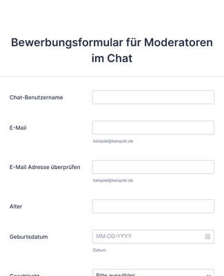 Form Templates: Bewerbungsformular für Moderatoren im Chat