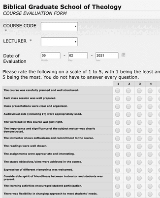 BGST Course Evaluation Form
