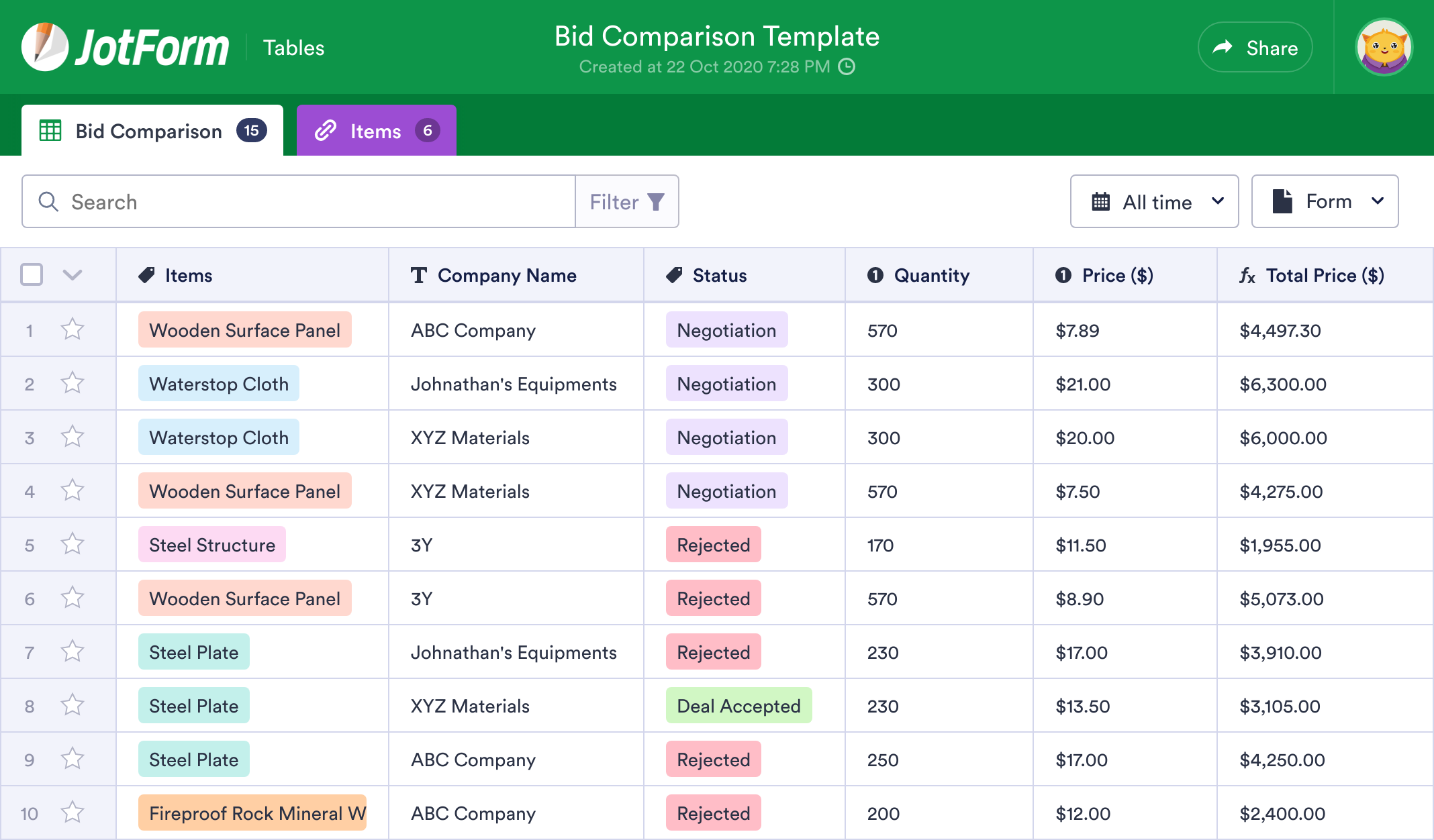 bid-comparison-template-jotform-tables