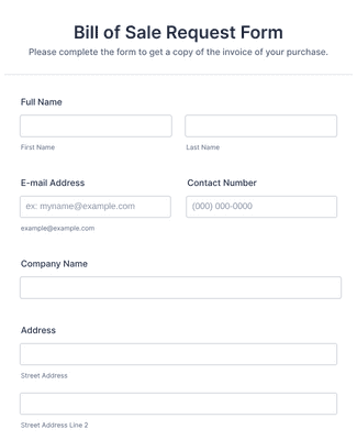 Bill of Sale Request Form