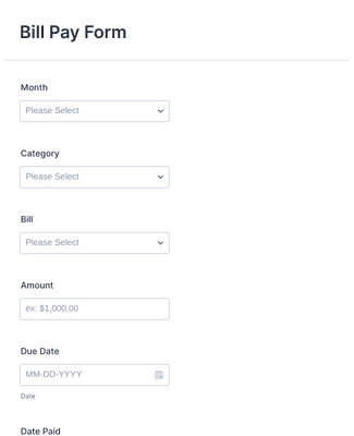 Form Templates: Bill Pay Form
