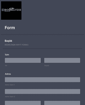 Form Templates: Biobelinda kayıt formu 