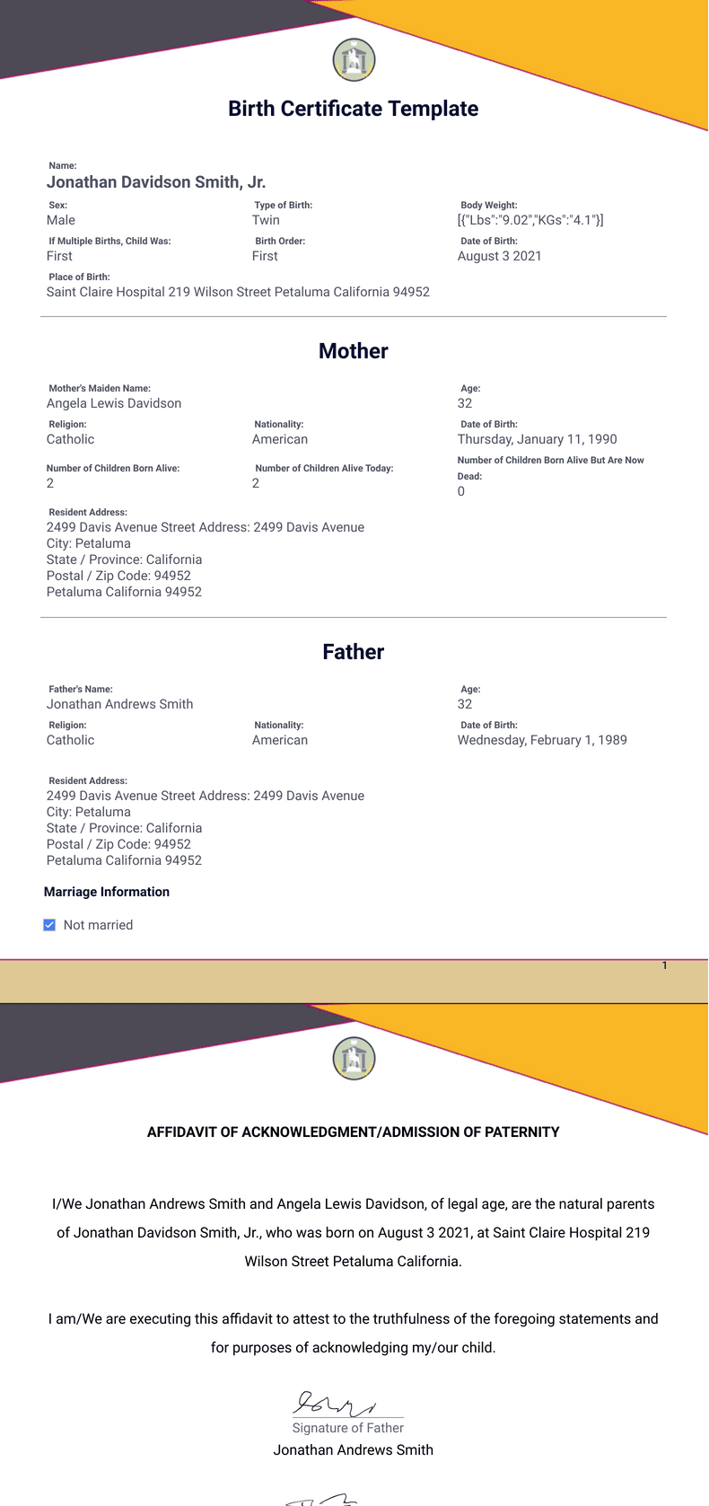 Birthdate Format Old Birth Certificate Template