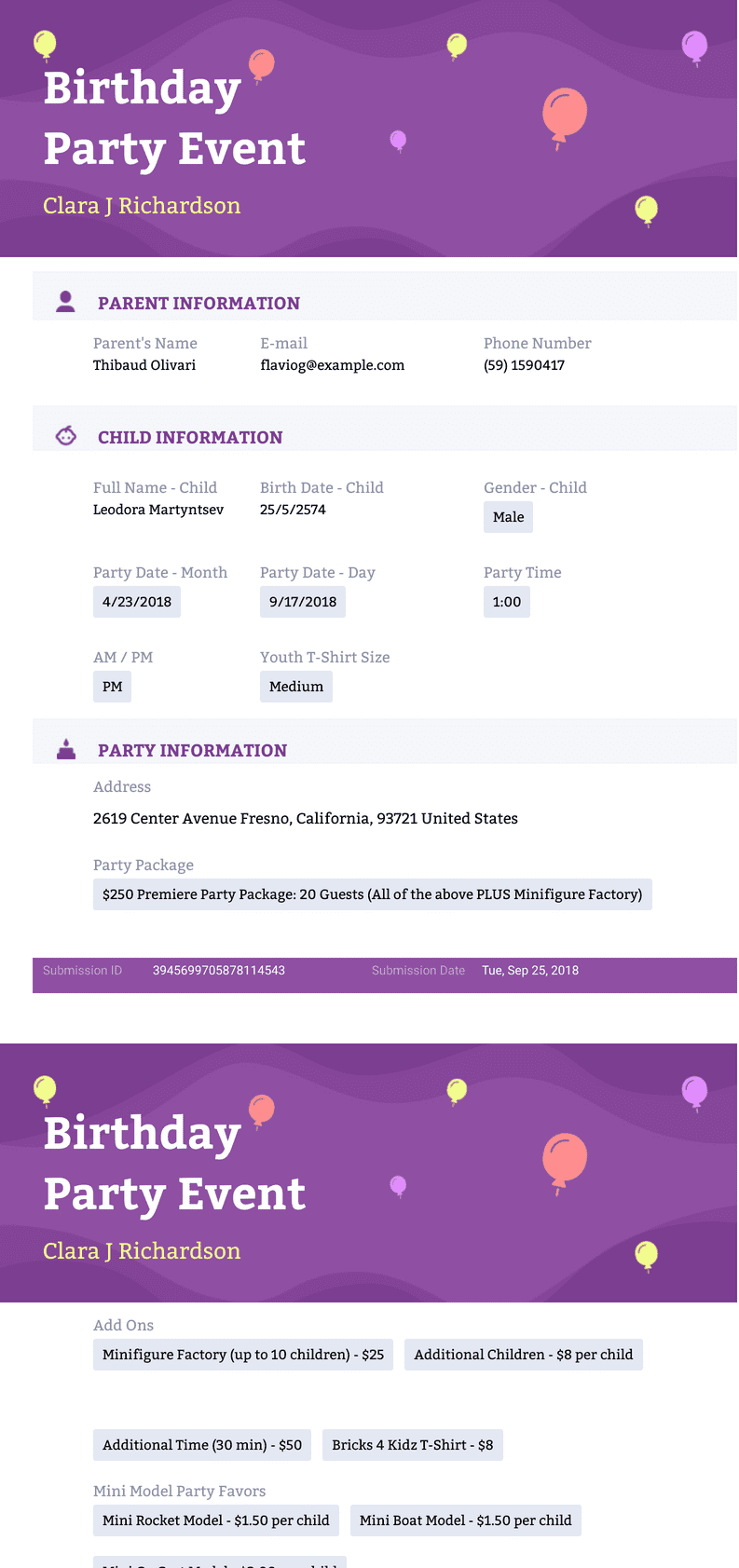 PDF Templates: Birthday Party Event Template
