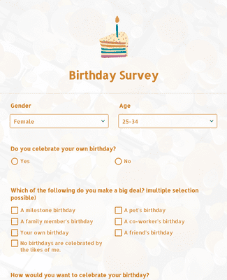 Birthday Survey Form Template | Jotform