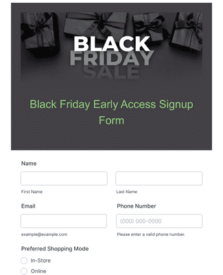 Form Templates: Black Friday Early Access Signup Form