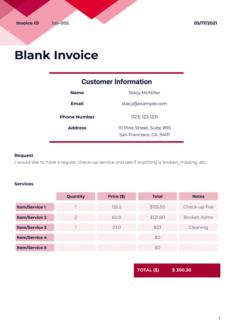 Blank Invoice - PDF Templates | Jotform