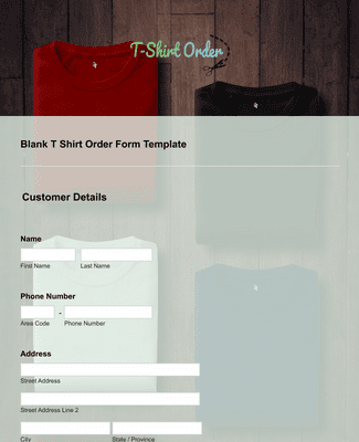 Blank T Shirt Order Form Template