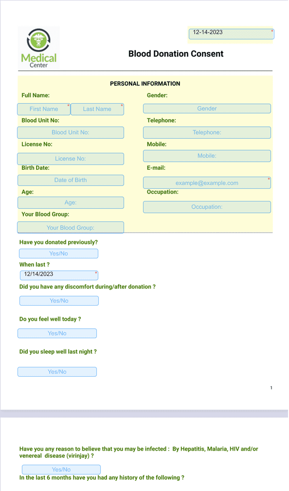 Blood Donation Consent Template - Sign Templates | Jotform