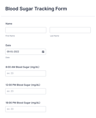Form Templates: Blood Sugar Tracking Form