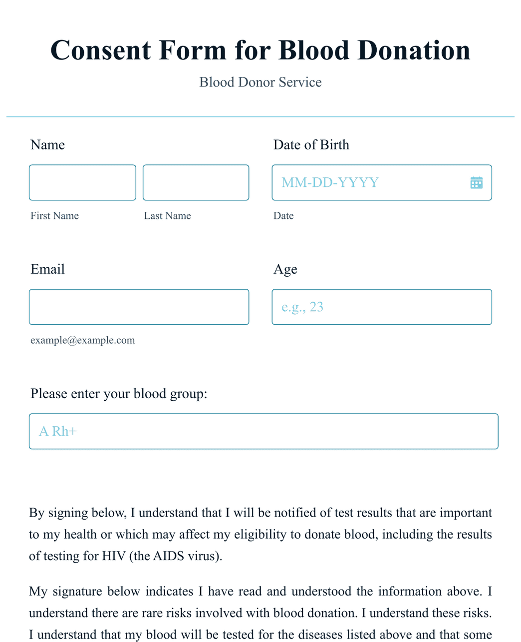 Blood Transfusion Consent Form Template | Jotform