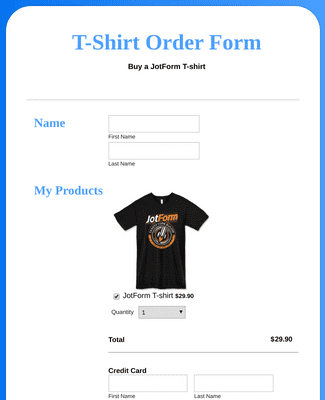 BluePay T-Shirt Order Form