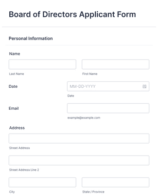 Board of Directors Application Form Template | Jotform