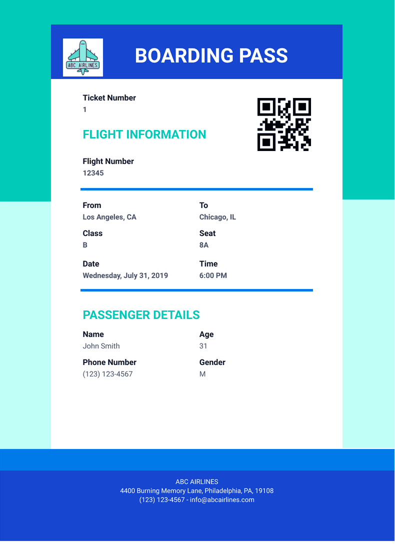 American Airlines Plane Ticket Template